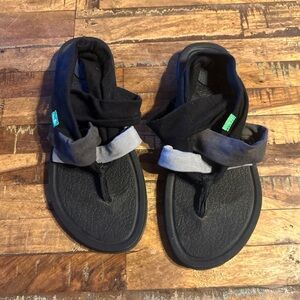 Sanuk Yoga Sling 3 Women's Sandals Black/Gray Size 9 Grey CUTE Strappy